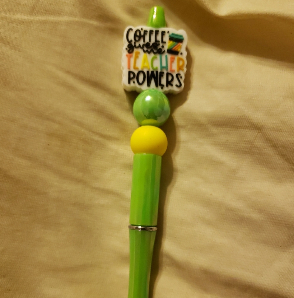 New Handmade Coffee Gives Me Teacher Powers Focal Bead Beaded Pen
